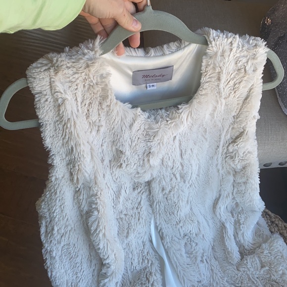 VICI Furry Vest in Cream - Picture 2 of 8